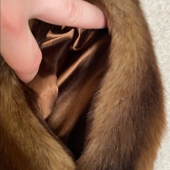 Aqua Brown Faux Fur Coat Mink Look Satin Lining Jacket Size Small - Picture 8 of 10